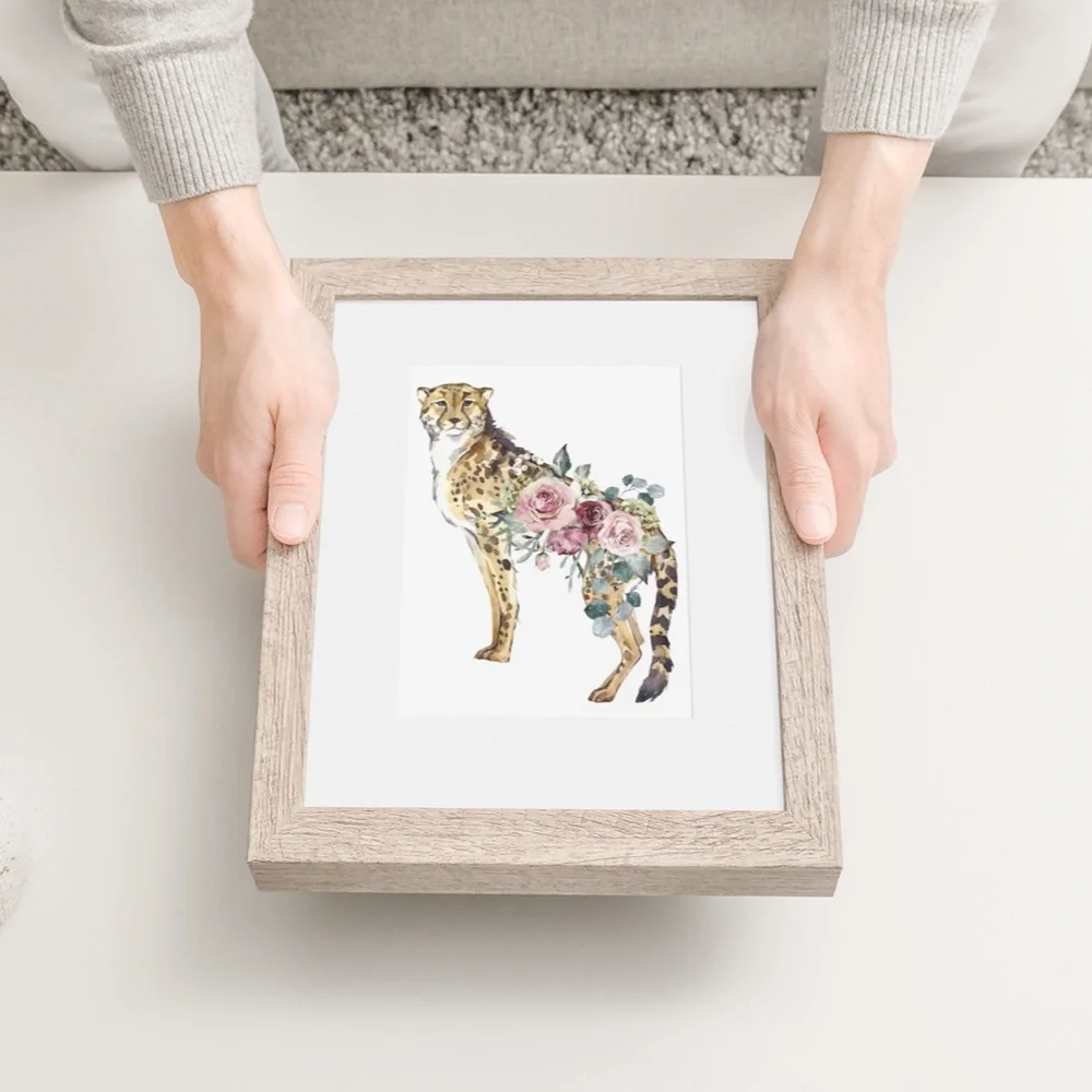 Watercolor Cheetah Illustration Wall Art Poster Print UNFRAMED - Picture 10 of 17